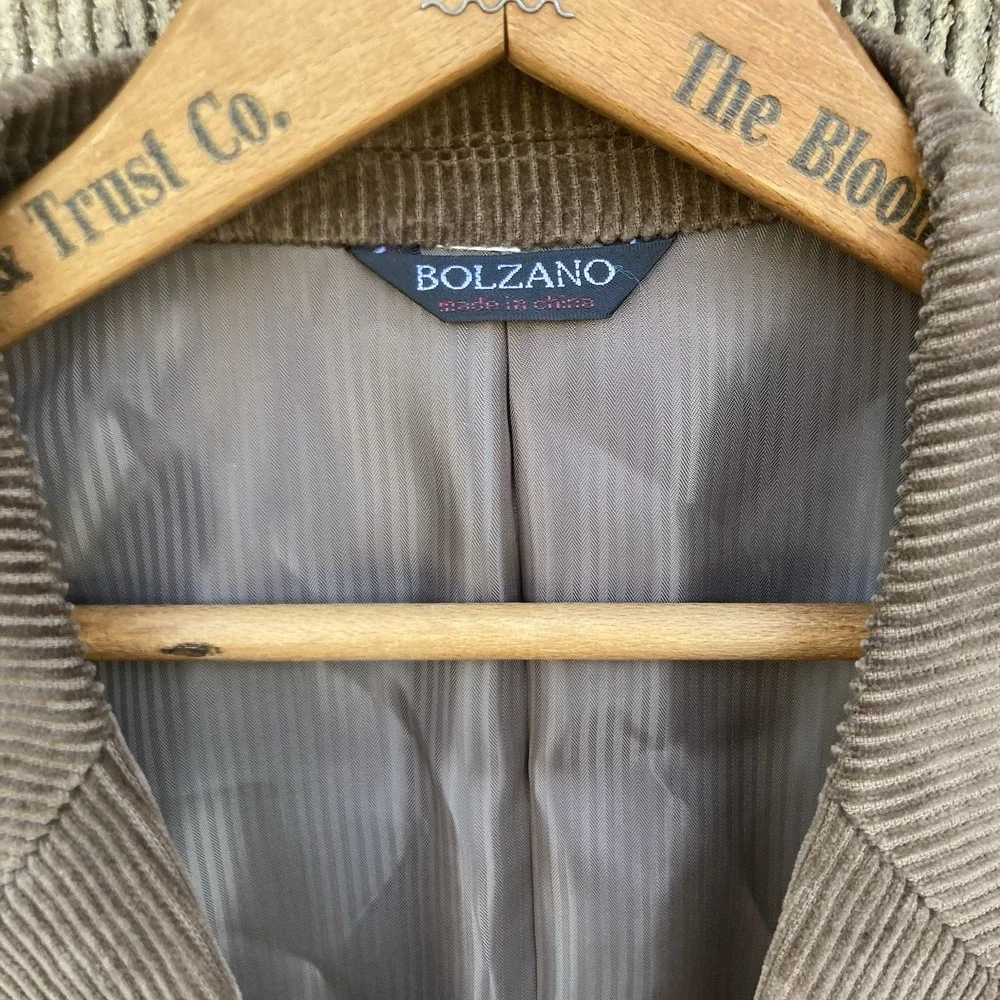 Bolzano Brown Corduroy Sport Coat Blazer‎ Jacket Mens 46L Professor Style Vtg